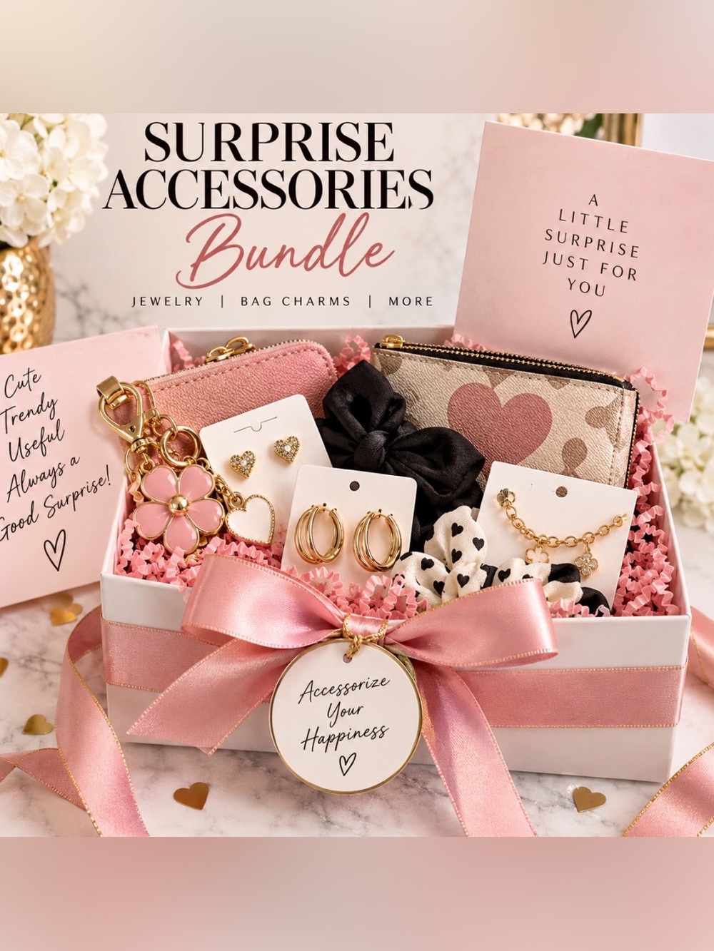 Surprise Accessories Bundle - Pink Women's Jewelry & Bag Charms